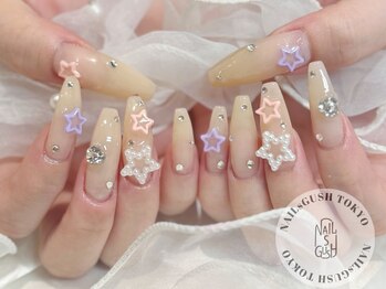 星ネイル/シンプル/ロングネイル