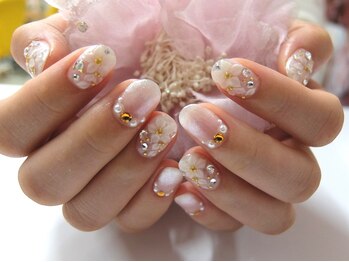 ネイルサロンミキ 横浜(MIKI)/ブライダル3D花パールゴールド