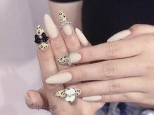 ダークハニー 原宿店(Dark Honey)/リボン×レオパードネイル