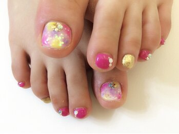 プラハネイル(+HER 美甲)/タイダイ×ホロ
