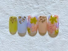 ネイルビート(NAIL BEAT)/手書きフラワーネイル☆
