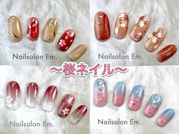 エン(Em.)/季節のジェルネイル『桜ネイル』