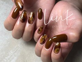 べっ甲ネイル　秋ネイル