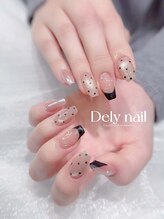 デリーネイル(Dely_nail)/ブラックフレンチ×ドットネイル