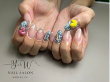 ユーネイル(YW nail)/フルアート＋3bパーツ