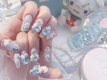 メイプルジェム(Maplegem)/水色ツイードネイル