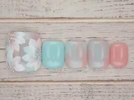 ＃花＃ニュアンス＃フットネイル