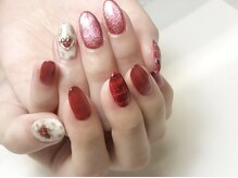 サロンモワ(salon mowa)/☆赤チェックネイル☆