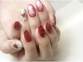 ☆赤チェックネイル☆