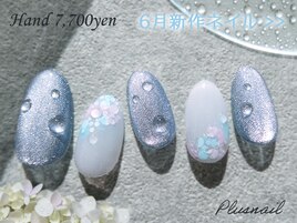 (3452)ぷっくり☆雨の水滴ネイル