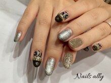 ネイルズアリー 立川店(Nails ally)/レオパード×水光マグネット×冬