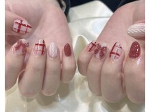 ララアンジュ(LaLa-Ange)/赤チェックネイル