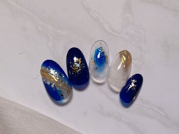 ルームヘアネイル 曙橋店(Room hair nail)/ネイビー×和洋ネイル