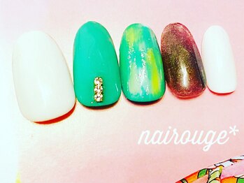 ネイル―ジュ 札幌大通店(nairouge*)/新緑のグリーンネイル♪