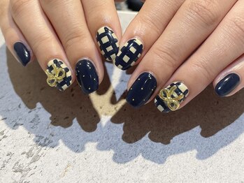 ネイルズ ララ(nails Lala)/チェック×リボン