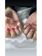 フラワーズネイル(flowers nail)/ハート/赤ネイル