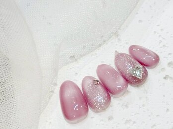 リベレ(LIBELLE)/ハートビジュー/ピンクネイル