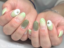 フラワーネイル/グリーン/定額