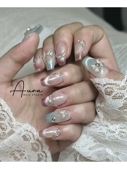 オーラネイル(Aura Nail)/くすみブルー上品ネイル