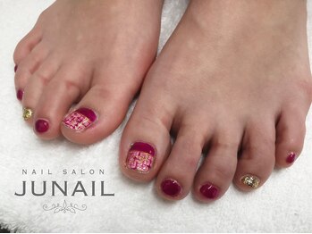 ネイルサロン ジュネイル(NAIL SALON JUNAIL)/フット 赤チェック