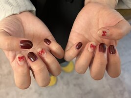 ボルドーリボンネイル