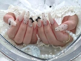 3Dリボン×ドットネイル♪