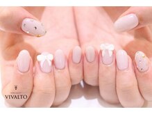 ワールド ビューティ ヴィヴァルト 宝塚店(WORLD BEAUTY VIVALTO)/グレージュ/リボンネイル