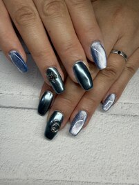 シルバーブルー冬ネイル