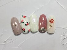 ネイルアンドまつげ リュフェール 五反田(Nail Lufaire)/キラキラローズオーロラ