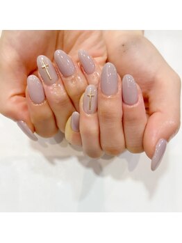 ワンカラーネイル¥4800+パーツ