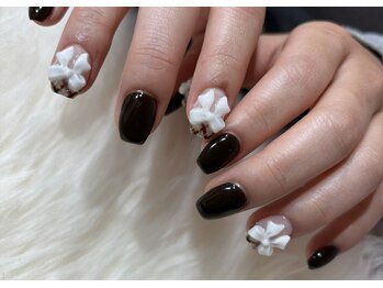 ブラウンリボンネイル