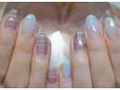 透明感とチェックネイル