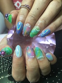 人魚の鱗&ユニーコンネイル