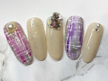 ラリュールネイル(L'Allure nail)/冬ツイードネイル￥8200