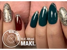 ブルージャムネイル(BLUE.JAM.nail)/深みグリーンとボルドーネイル☆