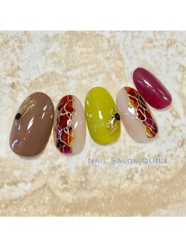 ネイルサロン クイル(QUILL)/１１月にじみアート（２）