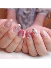 ピオニーネイル(peony nail)/ぶどう色の押し花