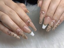 ネイルズバー 新宿店(Nails Bar)/ヌードベージュ×ゴールドライン