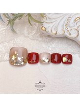 ピオニーネイル(peony nail)/冬フット　ハートホロ