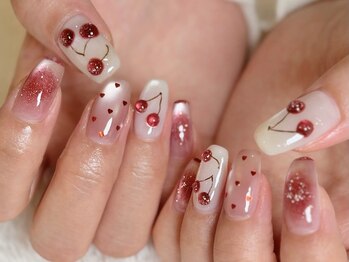 グロスネイル(gloss nail)/ジェルアート/さくらんぼ