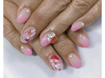 手書きフラワーネイル