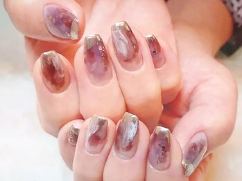 ネイルマジック 仙台一番町店(NAIL MAJIC)/塗りかけ×斜めミラーフレンチ☆