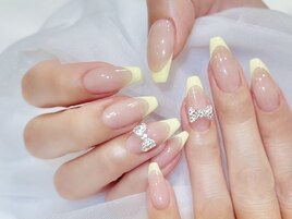 ★クリ-ムイエロ-フレンチネイル