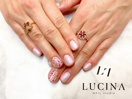 N-38 ピンク押し花デザイン