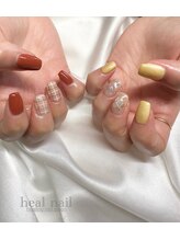 ヒールネイル(heal nail)/アシメ orange×yellow