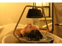 ハチジュウイチプラスワン(81+1)の雰囲気（頭浸浴。高濃度炭酸泉を額に掛け流し、頭皮全体を浸します。）