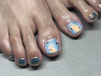 ルナ(LuNa)/オーロラオレンジネイル/フット