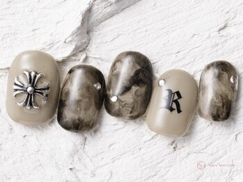 ネイルメゾン 池袋店(NAIL MAISON)/クロムブラックイニシャル¥10550