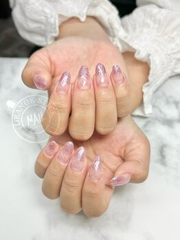 オレンジスティック/ピンクラメグラデグリッター