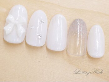 ラグジュアリーネイルズ タカダノババ(Luxury Nails Takadanobaba)/Winter*ホワイトリボンNail